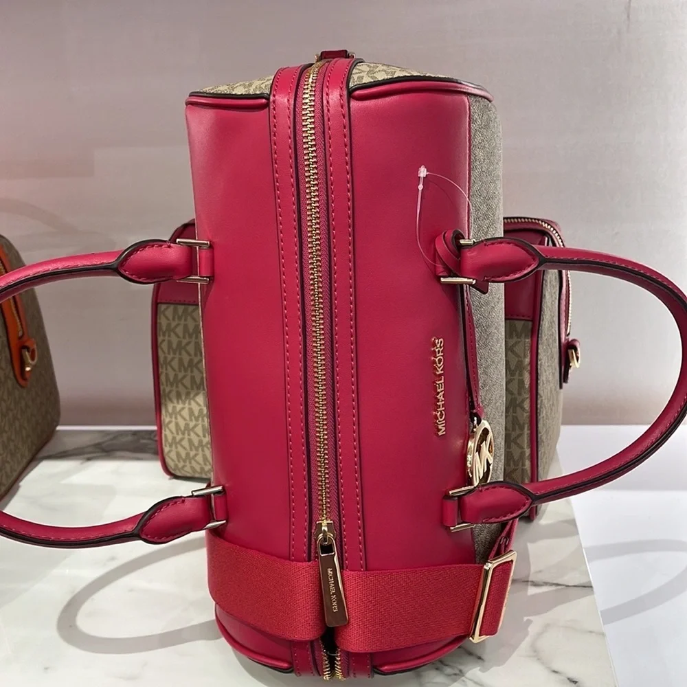 Michael Kors med Duffle Travel - Leather/Coated  Carmine Pink  MD DUFFLE  NWT